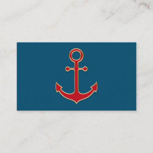 Personalised gold and red captain's anchor business card