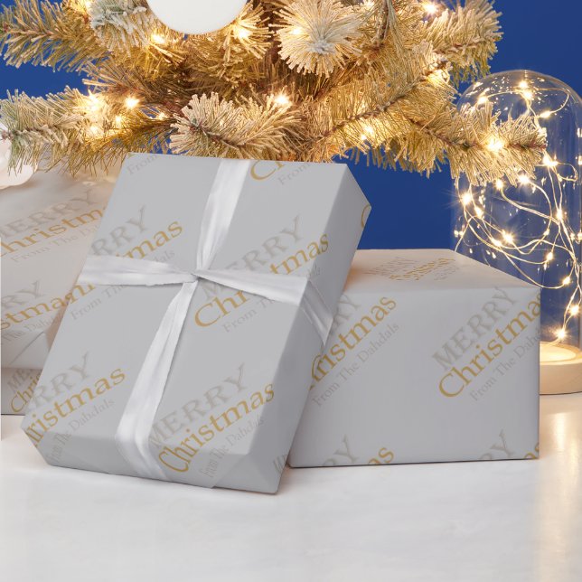 Personalised Gold and Silver Merry Christmas  Wrapping Paper (Holidays)