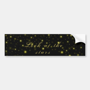 Personalised Gold and sparkles stars on black  Bum Bumper Sticker