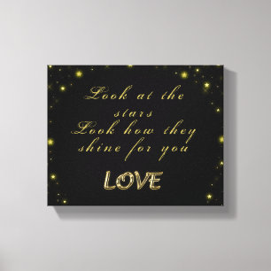 Personalised Gold and sparkles stars on black Canvas Print