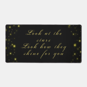 Personalised Gold and sparkles stars on black Desk Mat