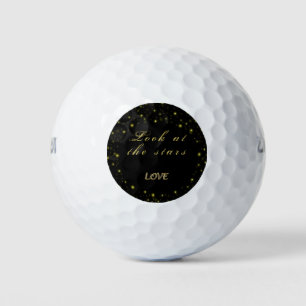 Personalised Gold and sparkles stars on black Golf Balls