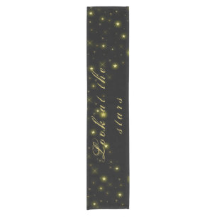 Personalised Gold and sparkles stars on black  Short Table Runner