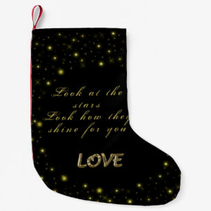 Personalised Gold and sparkles stars on black Small Christmas Stocking