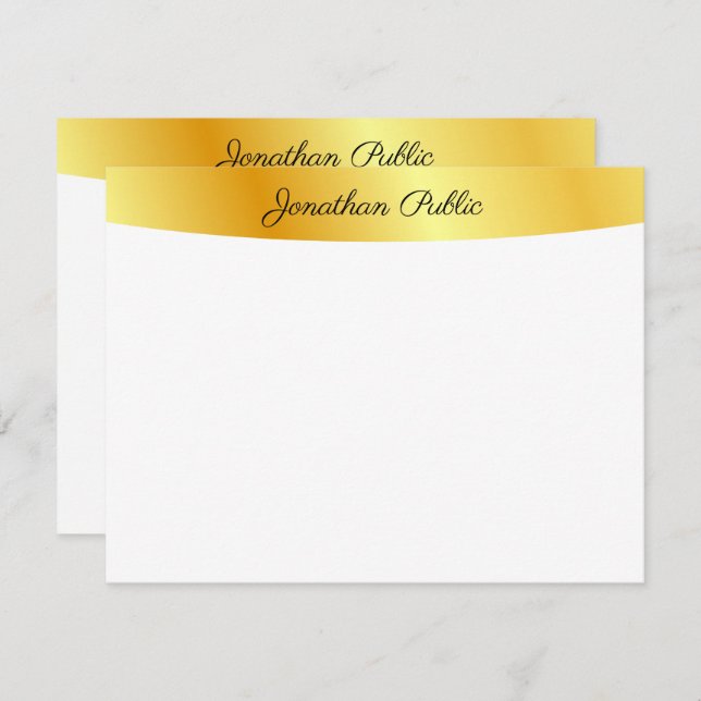 Personalised Gold And White Elegant Handwritten Card (Front/Back)