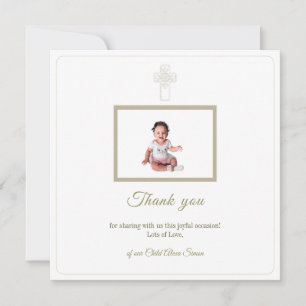 Personalised Gold and White First Holy Communion Thank You Card