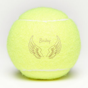 PERSONALISED GOLD ANGEL WINGS TENNIS BALLS