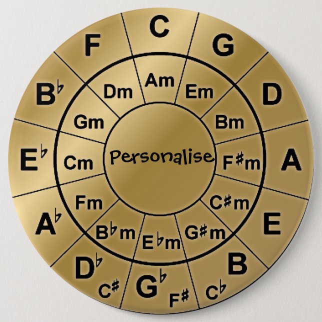 Personalised Gold Badge Music Lovers Chord Wheel (Front)