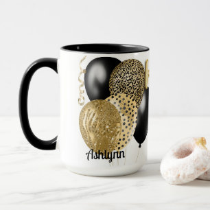 Personalised Gold Balloons Happy 18th Birthday Mug