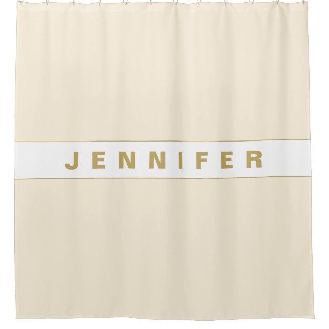 Personalised gold beige monogram  shower curtain (Front)