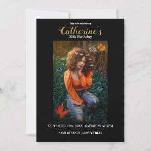 Personalised Gold & Black Birthday Invitation