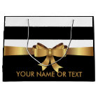 Personalised Gold, Black Bold Stripes Golden BOW