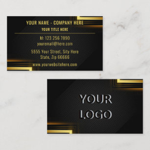 Personalised Gold Black Business Card with Logo