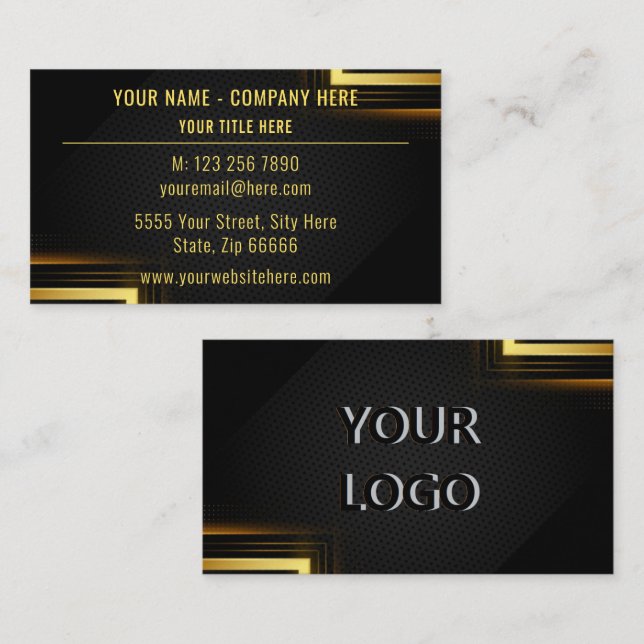 Personalised Gold Black Business Card with Logo (Front/Back)