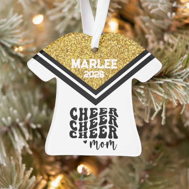 Personalised Gold & Black Cheer Mum Ornament  (Tree)