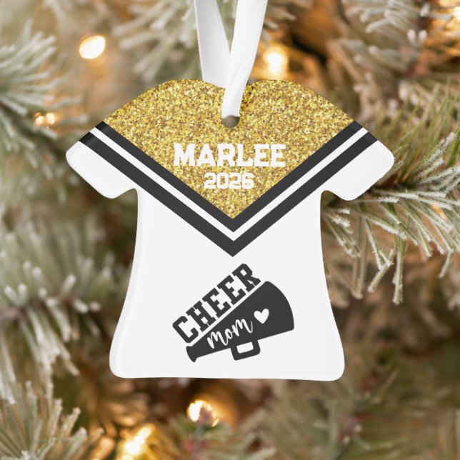 Personalised Gold & Black Cheer Mum Ornament  (Tree)