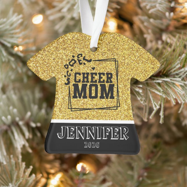 Personalised Gold & Black Cheer Mum Ornament  (Tree)