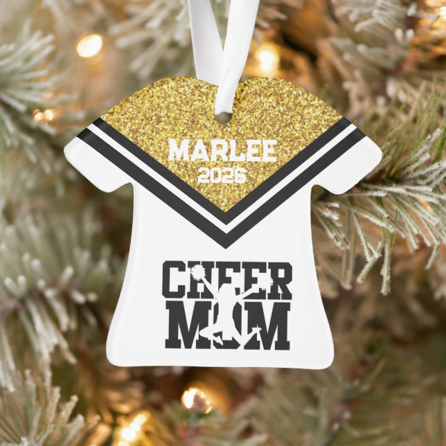 Personalised Gold & Black Cheer Mum Ornament  (Tree)
