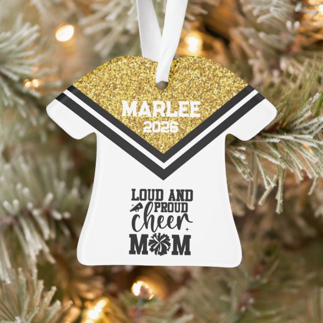 Personalised Gold & Black Cheer Mum Ornament  (Tree)