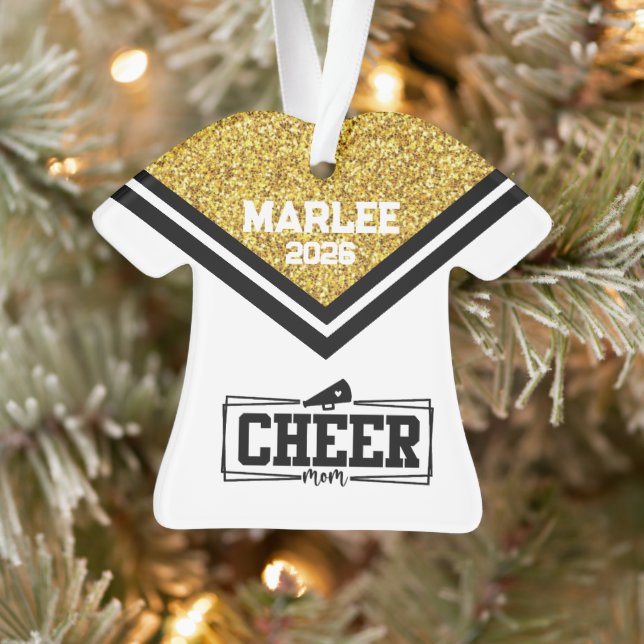 Personalised Gold & Black Cheer Mum Ornament  (Tree)