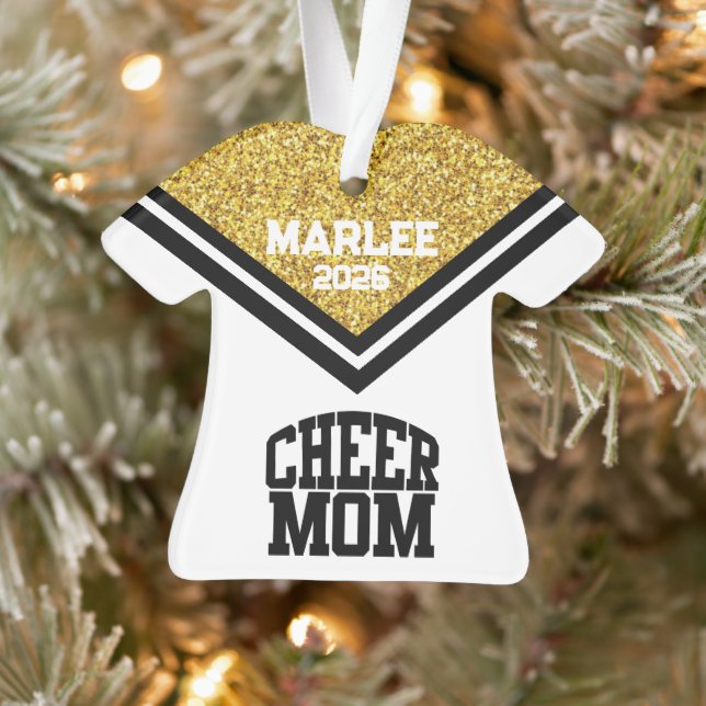 Personalised Gold & Black Cheer Mum Ornament  (Tree)