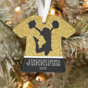Personalised Gold & Black Cheerleading Ornament