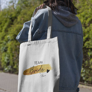 Personalised Gold & Black Modern Chic Team Bride  Tote Bag