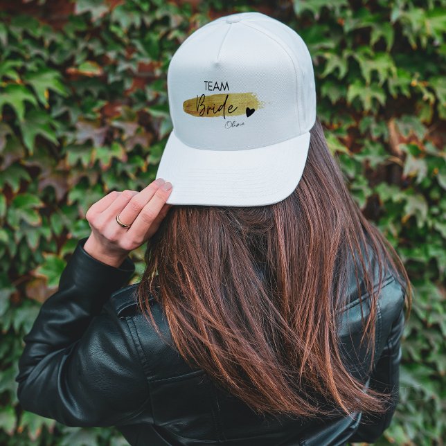 Personalised Gold & Black Modern Chic Team Bride  Trucker Hat (Gold & Black Modern Chic Team Bride Personalized Trucker Hat)