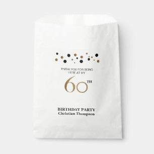 Personalised Gold Black Polkadot 60th Birthday Favour Bags