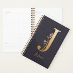 Personalised Gold Blue Elegant Floral Monogram J Planner<br><div class="desc">Personalised Gold Blue Elegant Floral Monogram J Planner *For this design, each letter has its own listing but you customise your name by clicking on "personalise this template." I am working on adding more letters; if yours is not listed yet, please message me and I can list it for you....</div>