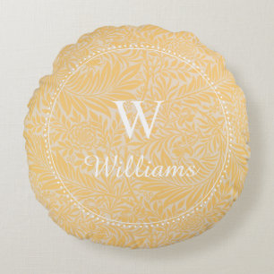 Personalised Gold Botanical Pattern Round Cushion