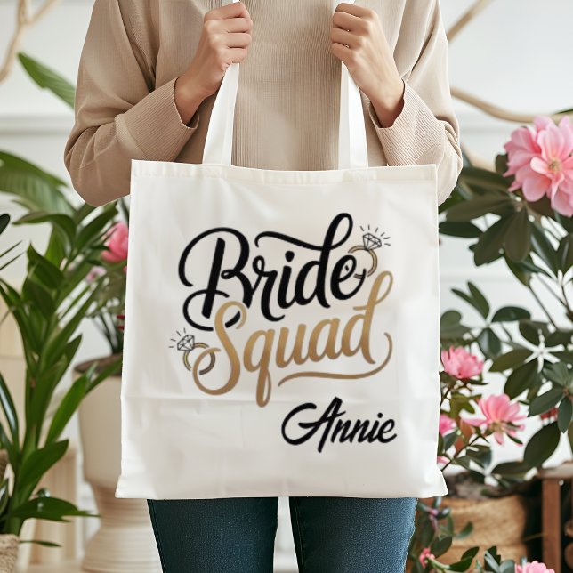 Personalised Gold Bride Squad Bachelorette Party Tote Bag (Creator Uploaded)