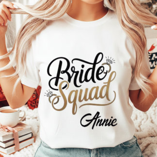 Personalised Gold Bride Squad Bachelorette Party Tri-Blend Shirt