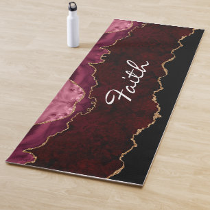 Personalised Gold & Burgundy Agate Yoga Mat