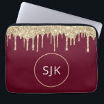 Personalised Gold Burgundy Red Glitter Monogram Laptop Sleeve<br><div class="desc">Personalised Gold and Burgundy Red Faux Glitter and Sparkle Elegant Monogrammed Initials Case. This case can be customised to include your initial and first name.</div>