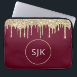 Personalised Gold Burgundy Red Glitter Monogram Laptop Sleeve<br><div class="desc">Personalised Gold and Burgundy Red Faux Glitter and Sparkle Elegant Monogrammed Initials Case. This case can be customised to include your initial and first name.</div>