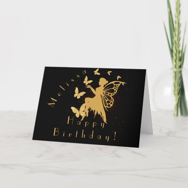 Personalised Gold Butterfly Fairy Cards (Front)