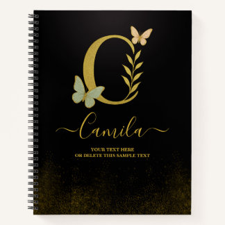 Personalised Gold C Notebook – Floral Monogram