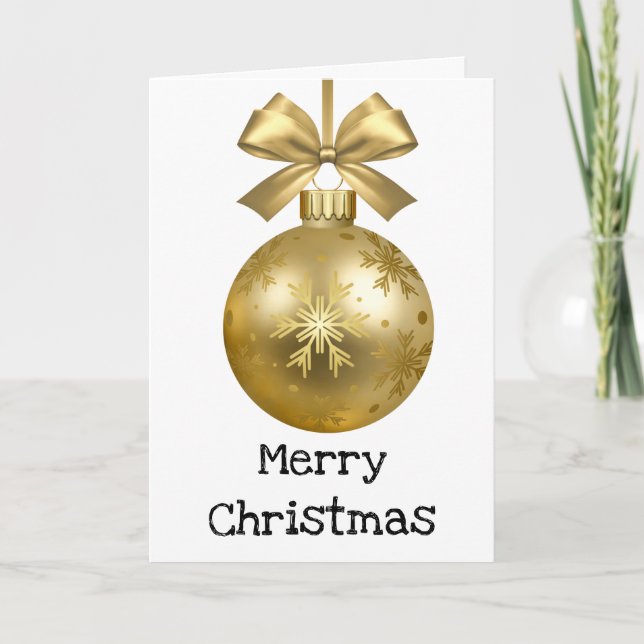 Personalised Gold Christmas bauble Greeting Card (Front)