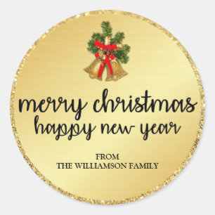 Personalised Gold Christmas Bells Envelope Seals