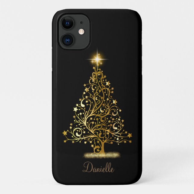 Personalised Gold Christmas Tree Case-Mate iPhone Case (Back)