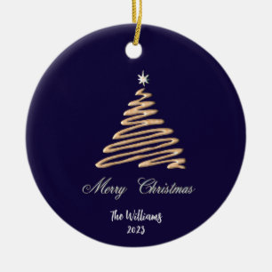 Personalised Gold Christmas Tree Ceramic Tree Decoration