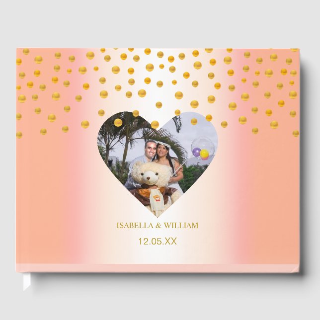 Personalised Gold Confetti on Rose Gold Guest Book (Front)