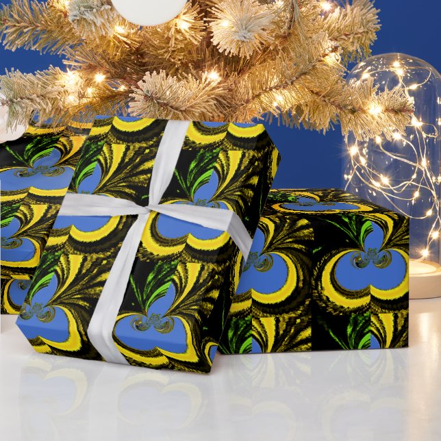 Personalised Gold cool wrapping paper Blue design (Holidays)