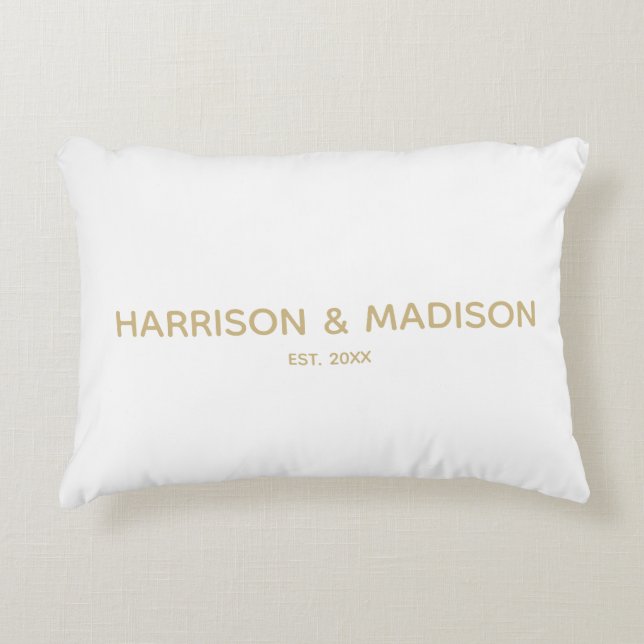 Personalised gold couples name date Wedding Decorative Cushion (Front)
