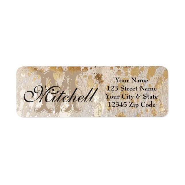 Personalised Gold cowhide return address labels (Front)