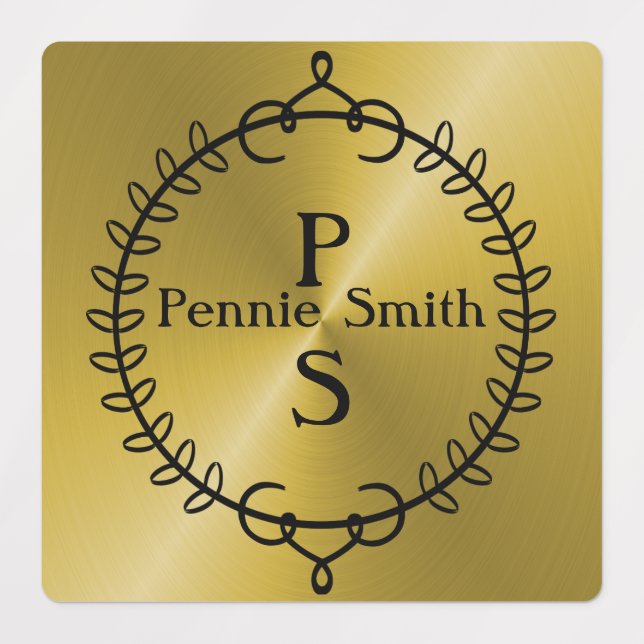 Personalised Gold Custom Vinyl Monogram Stickers (Design 1)