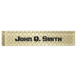 Personalised Gold Diamond Plate Nameplate