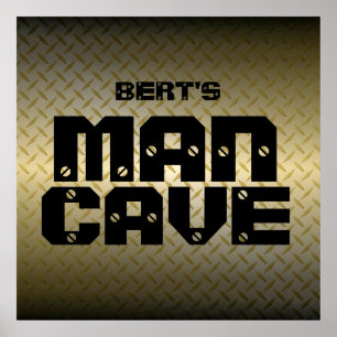 Personalised Gold Diamondplate Man Cave Poster