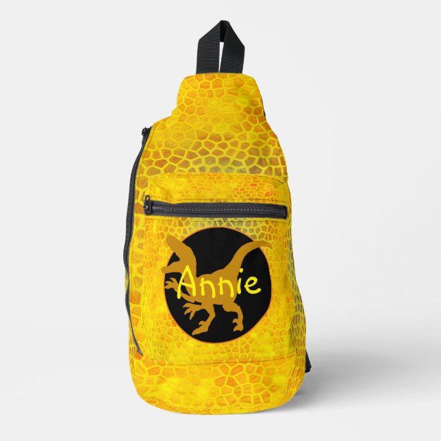 Personalised Gold Dinosaur Sling Bag (Front)